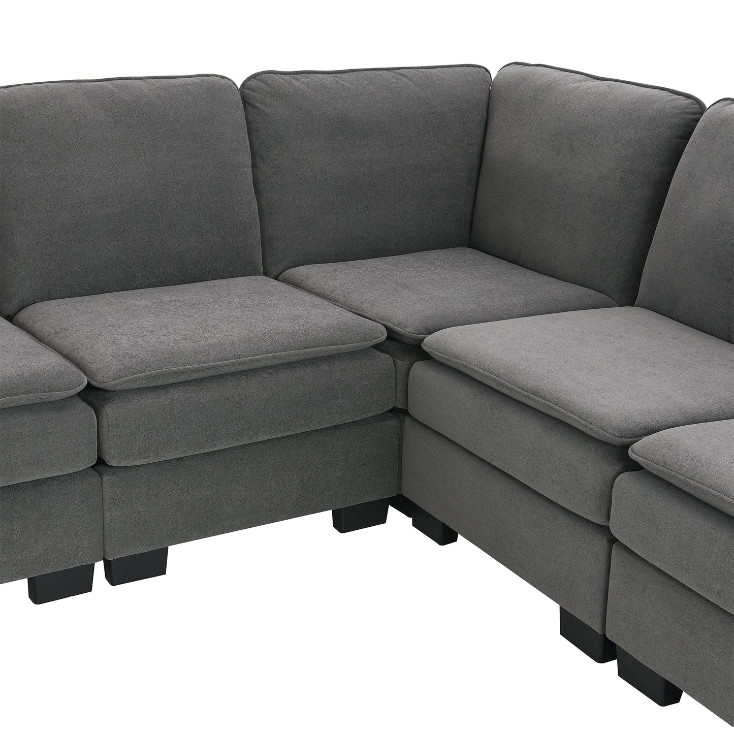 89*89" Oversized Velvet Modern Sectional Sofa,Large L Shaped Upholstered Indoor Furniture With Double Cushions,5 Seat