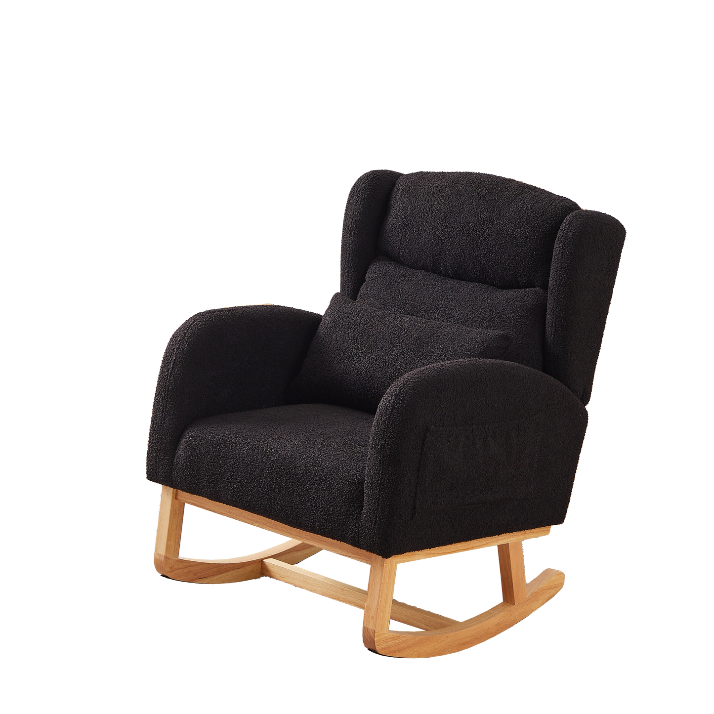 Modern Accent High Backrest Living Room Lounge Arm Rocking Chair, Two Side Pocket