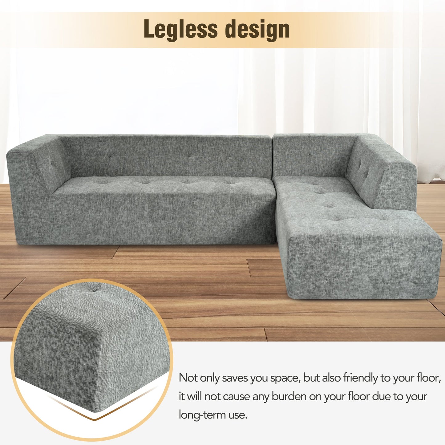 112.2*74" Modular Modular Combination Living Room Sofa Set, Modern Minimalist Sofa, Living Room Upholstered Sofa Bed