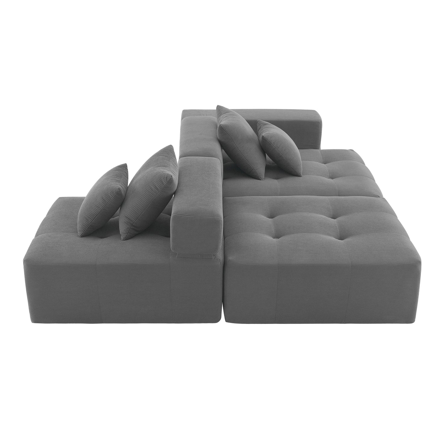 105.5''L Shaped Modular Sectional Sofa,Minimalist Corduroy Floor Couch Set,Convertible Foam-Filled Cloud Compressed Couch