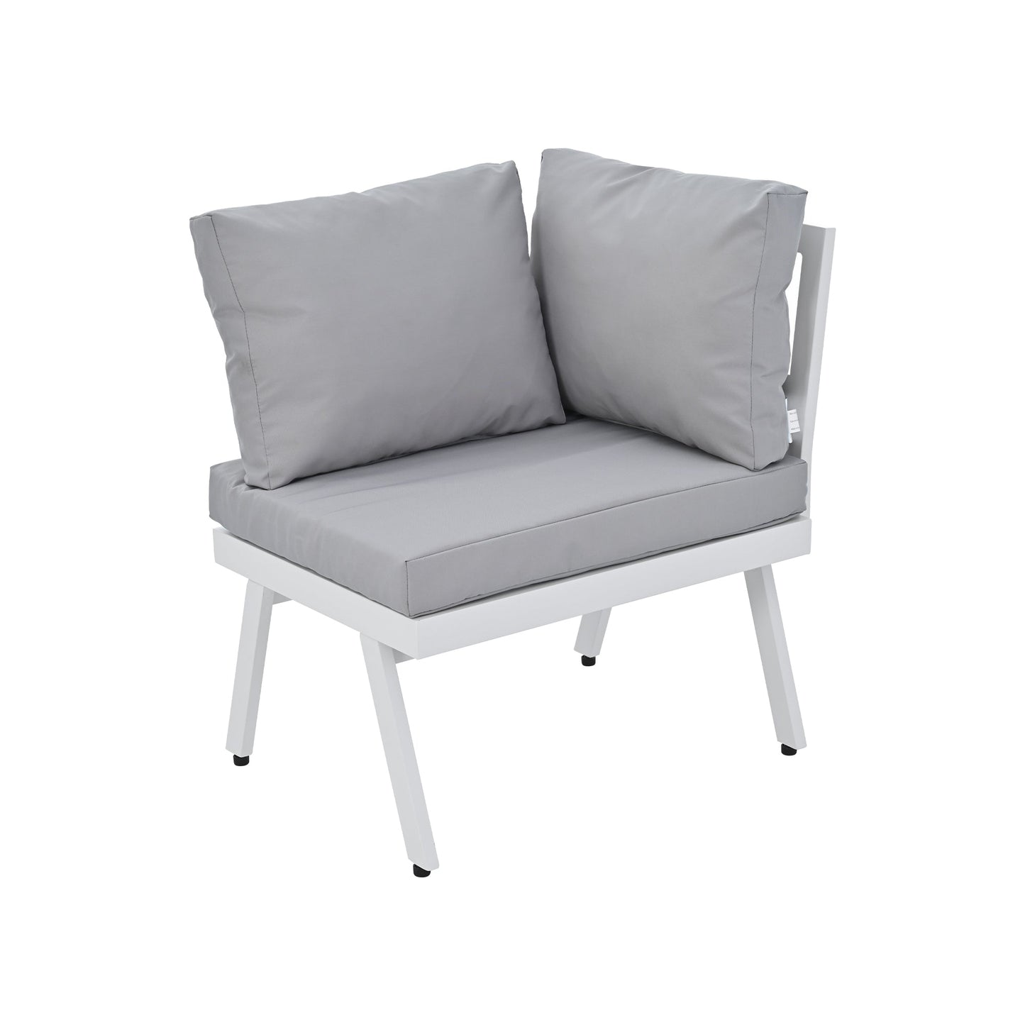 Industrial 5-Piece Aluminum Outdoor Patio Furniture Set, Modern Garden Sectional Sofa Set With End Tables, Coffee Table