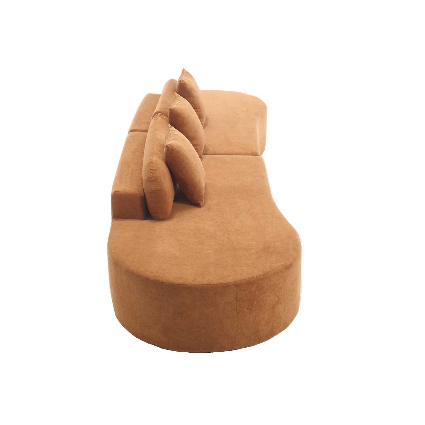 Modern Curved Combination Sofa, Terrycloth Fabric Sofa, Minimalist Sofa in Living Room, Apartment, No Assembly Required