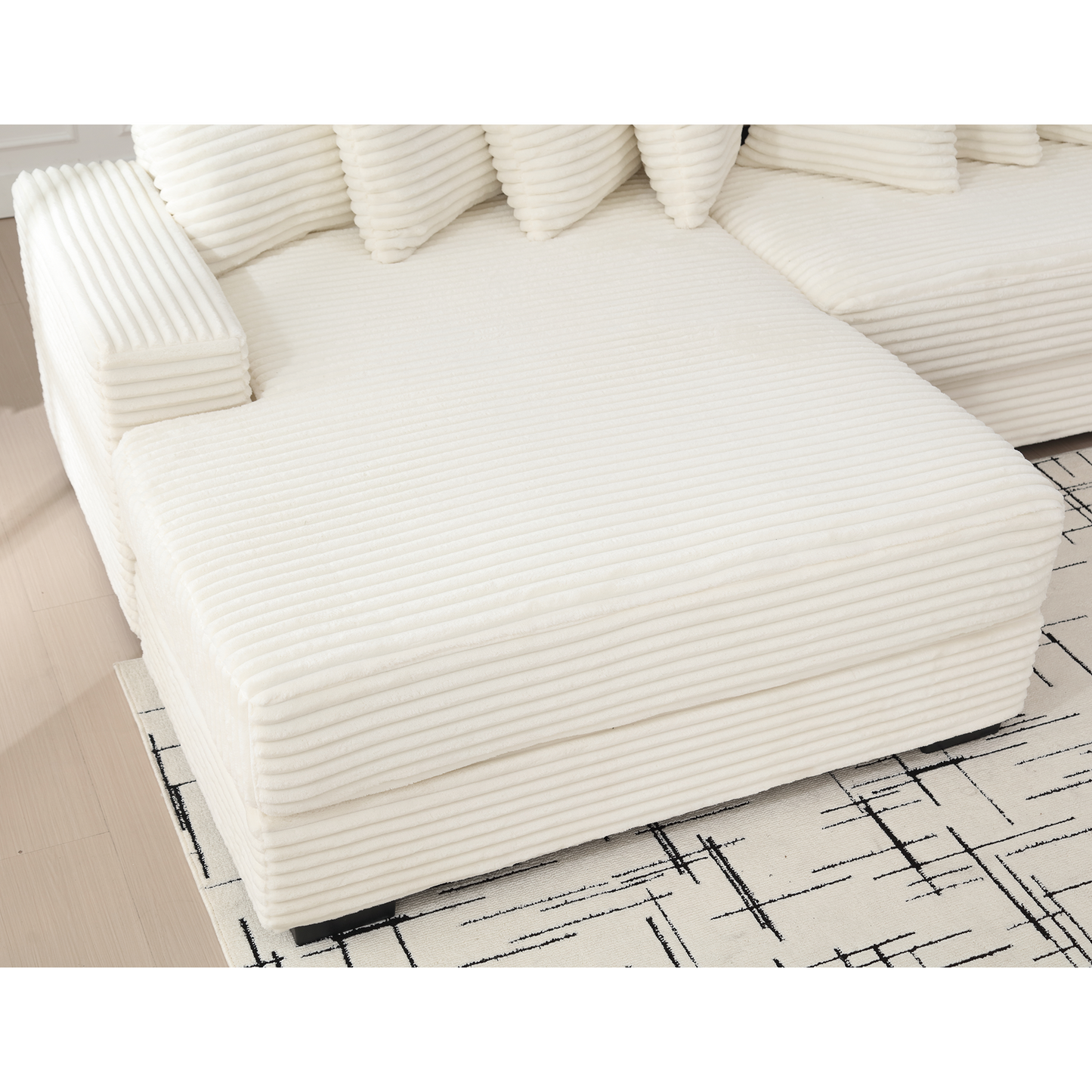 Oversized Two-Piece Couches, L Shaped Sofa, Corduroy, Left Chaise Daybed,with Armrests,Eight Throw Pillows,Corner Sofa