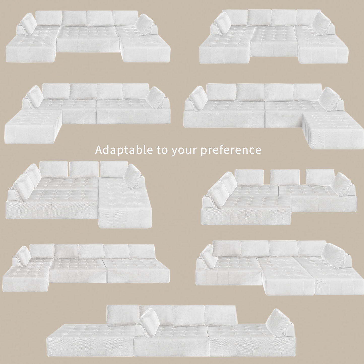 138.5 "Modular Combination Sofa, U-Shaped Sofa, Living Room, Apartment, Upholstered ,6-Seat Sofa, Free Combination Sofa