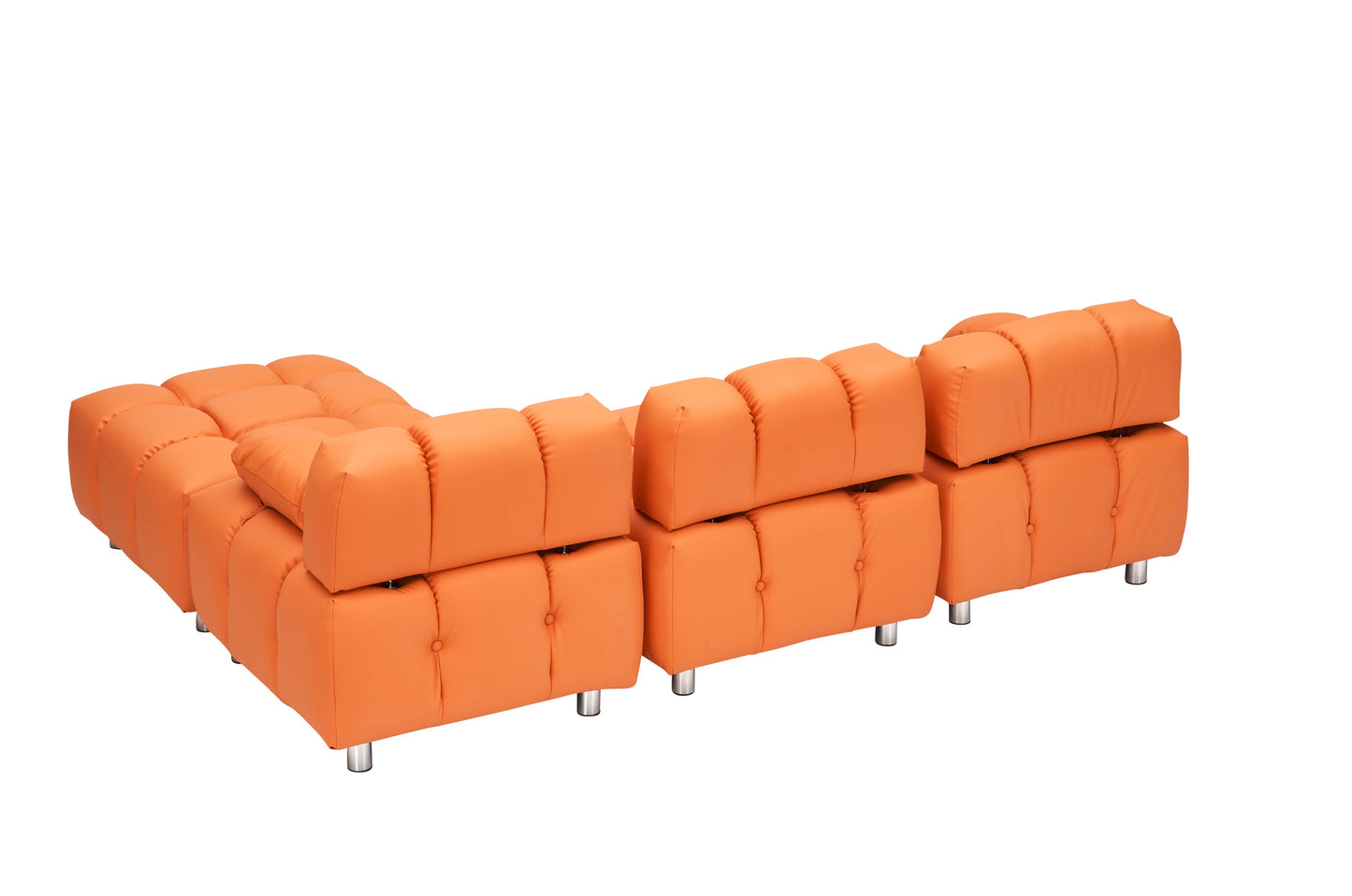 A 90.60-Inch Technology Cloth Orange Sofa, Waterproof, Stain and Cat Scratch Resistant, Can Comfortably Sit