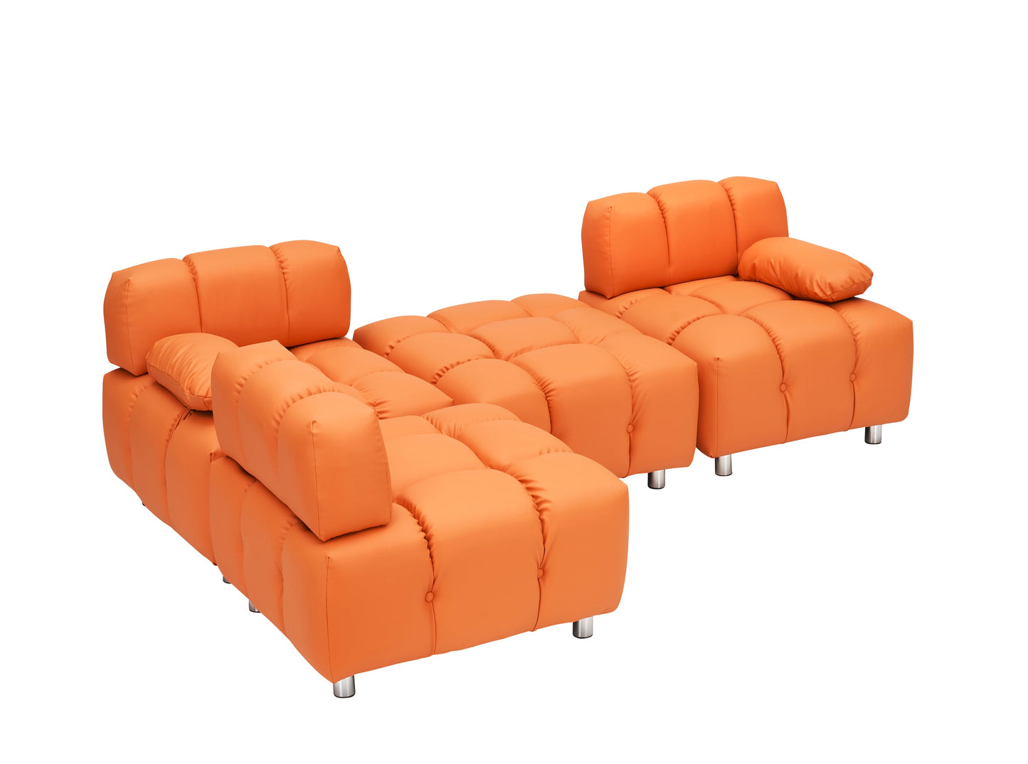 A 90.60-Inch Technology Cloth Orange Sofa, Waterproof, Stain and Cat Scratch Resistant, Can Comfortably Sit