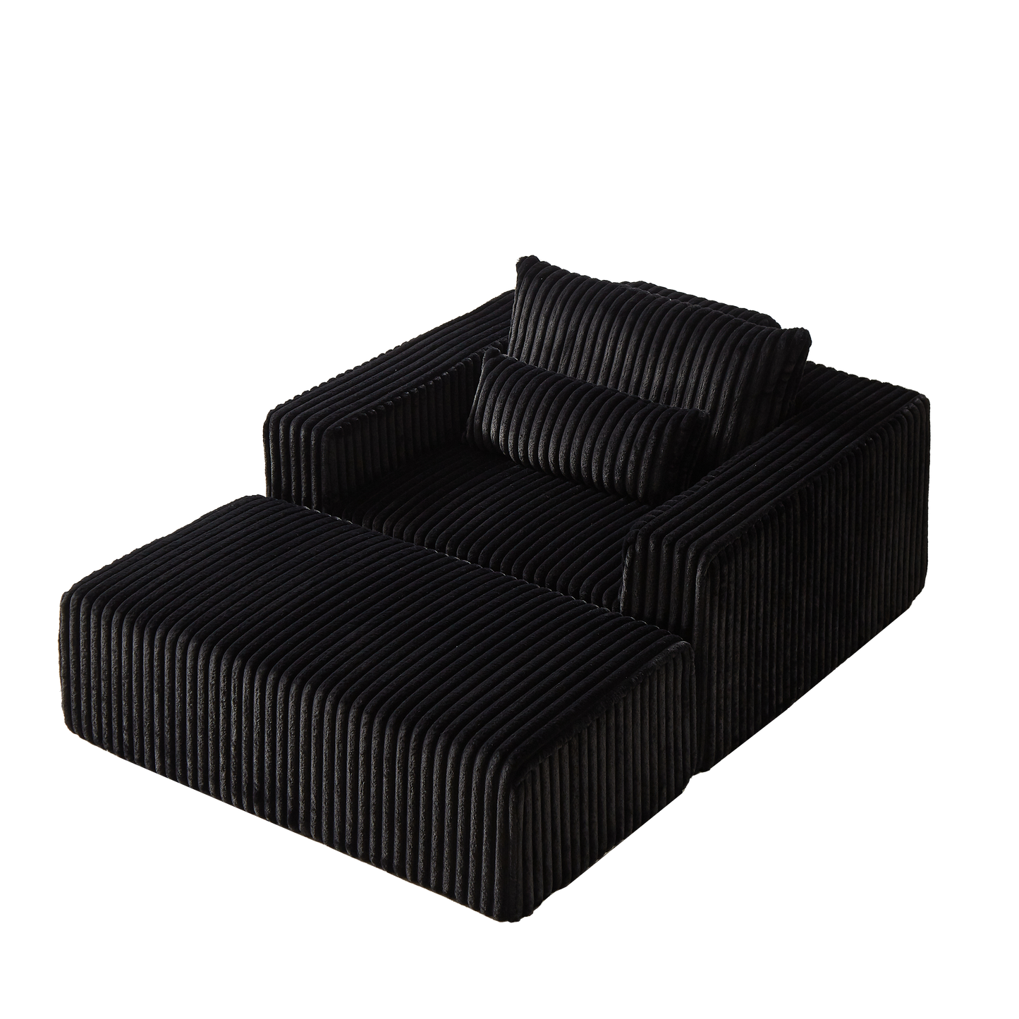 75-Inch Corduroy Sponge Sofa Lounge Chair With Removable Footrest,No Assembly Required,Fluffy Modern Sleeper Chair