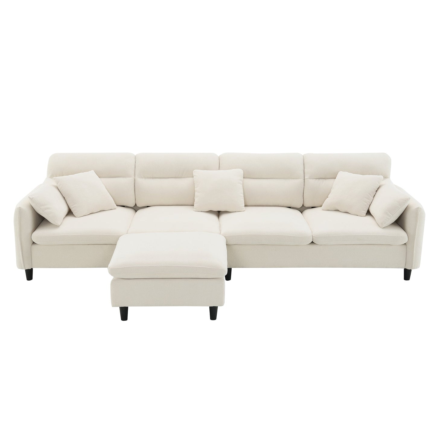 110*62" Modern Convertible Sectional Sofa,L-Shaped Reversible Couch Set With Free Pillows,5 Seat Cloud Chenille Indoor