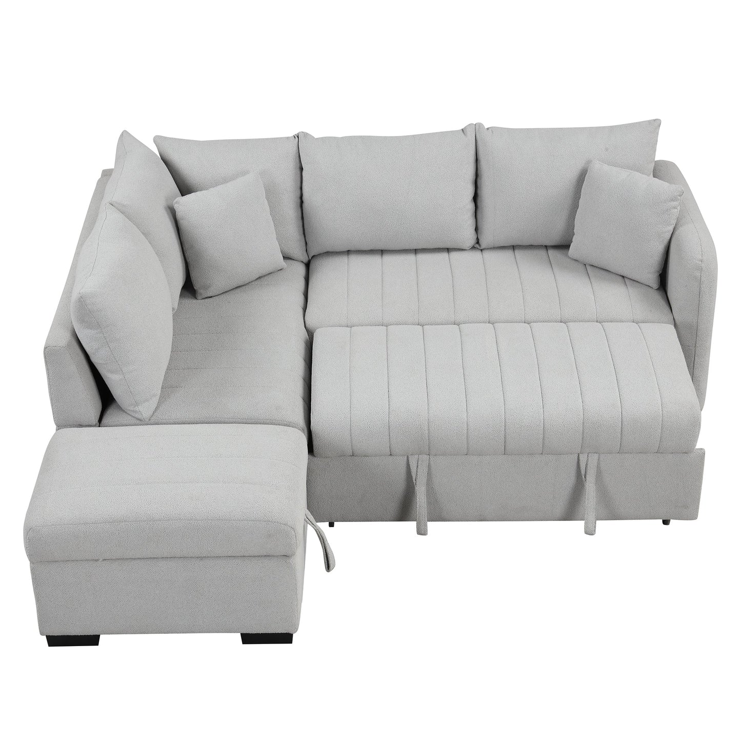 82.6" L-Shaped Sectional Pull Out Sofa Bed Sleeper Sofa With Two USB Ports, Two Power Sockets