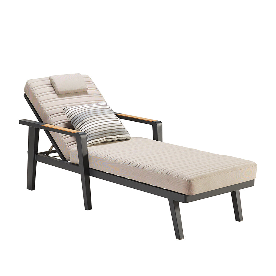 HIGOLD Emoti Aluminum Teak patio chaise lounger with cushion