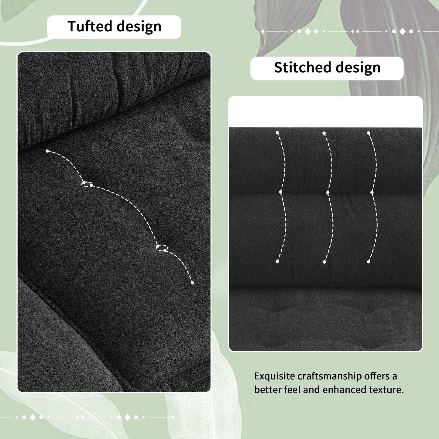106*66.5" L Shaped Convertible Sectional Sofa,4 Seat Tufted Couch Set With Two-Tone Adjust Legs,Cloud Chenille Fabric