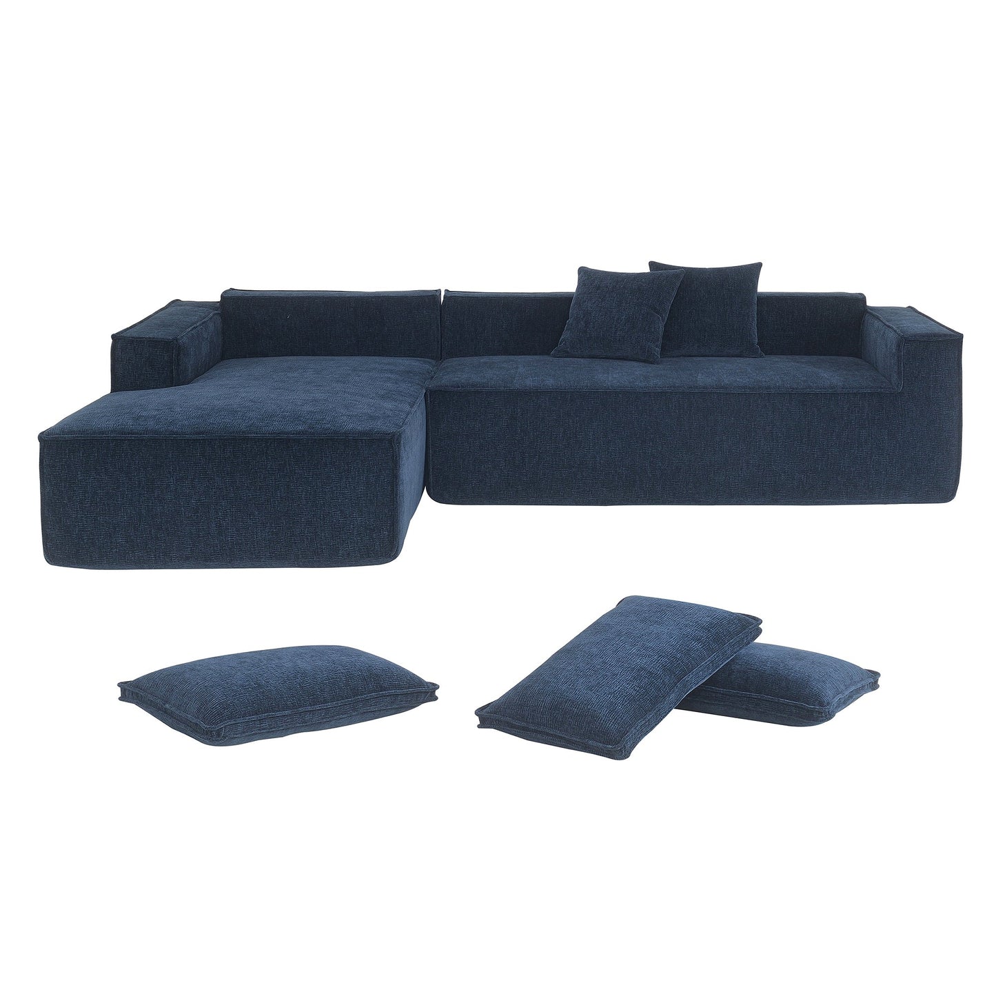 111.5*72"Minimalist Style Modular Sectional Sofa,Wrinkle-Resistant Chenille Couch Set,L-Shaped Sleeper Sofa Bed