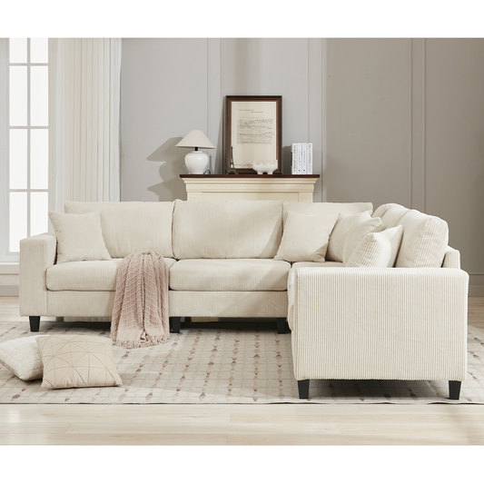 Oversized Modular Sectional Sofa Set, L Shaped Couch,Corduroy ,Upholstered,Deep Seat,5 Seat,5 Throw Pillow