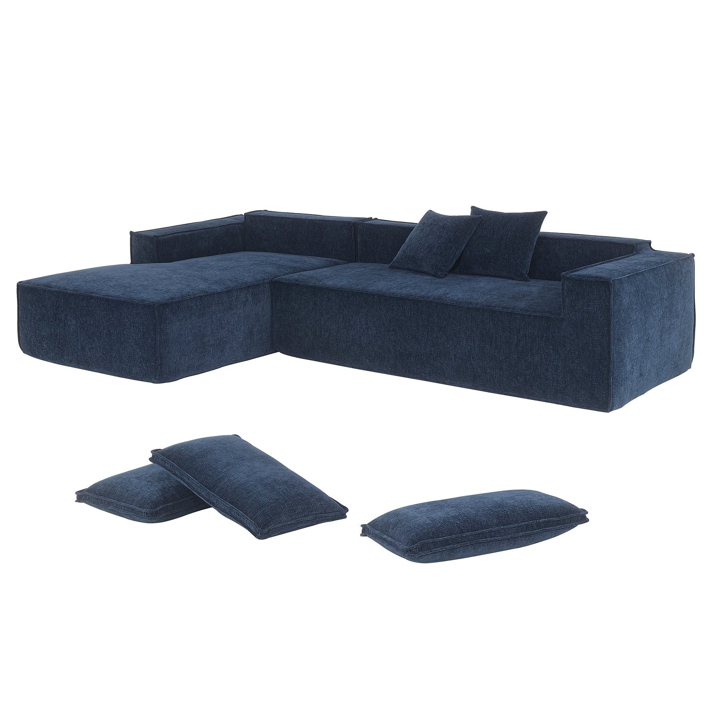 111.5*72"Minimalist Style Modular Sectional Sofa,Wrinkle-Resistant Chenille Couch Set,L-Shaped Sleeper Sofa Bed