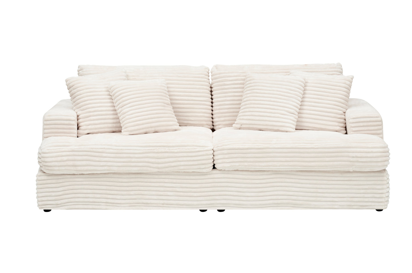 79.3 Inches Long, Corduroy Sofa, With 4 Matching Toss Pillows Sleek Design Spacious and Comfortable 3 Seater Couch