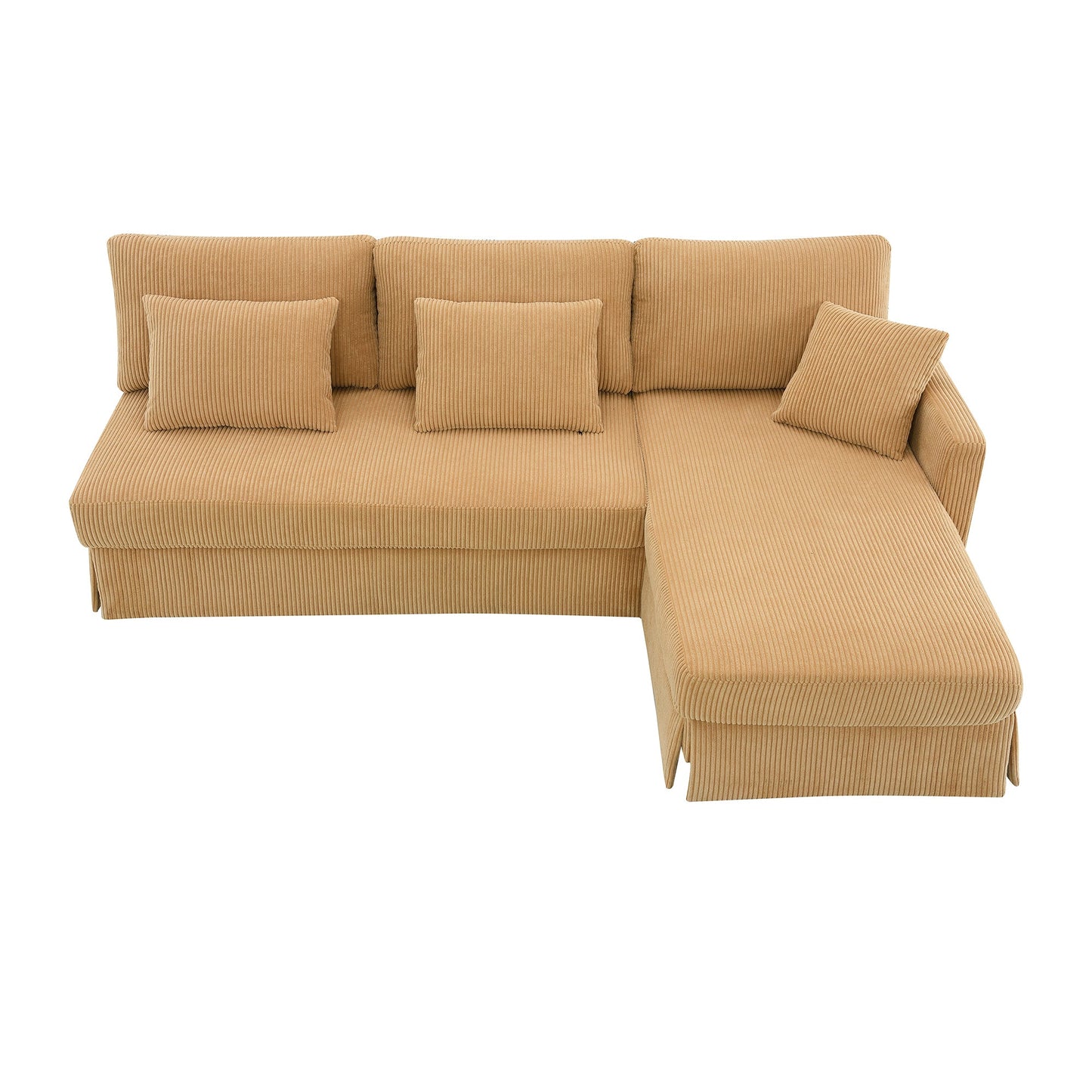 87*61"Modern L-Shaped Corduroy Sofa With Reversible Chaise,4-Seat Upholstered Sectional Indoor Furniture,Convertible