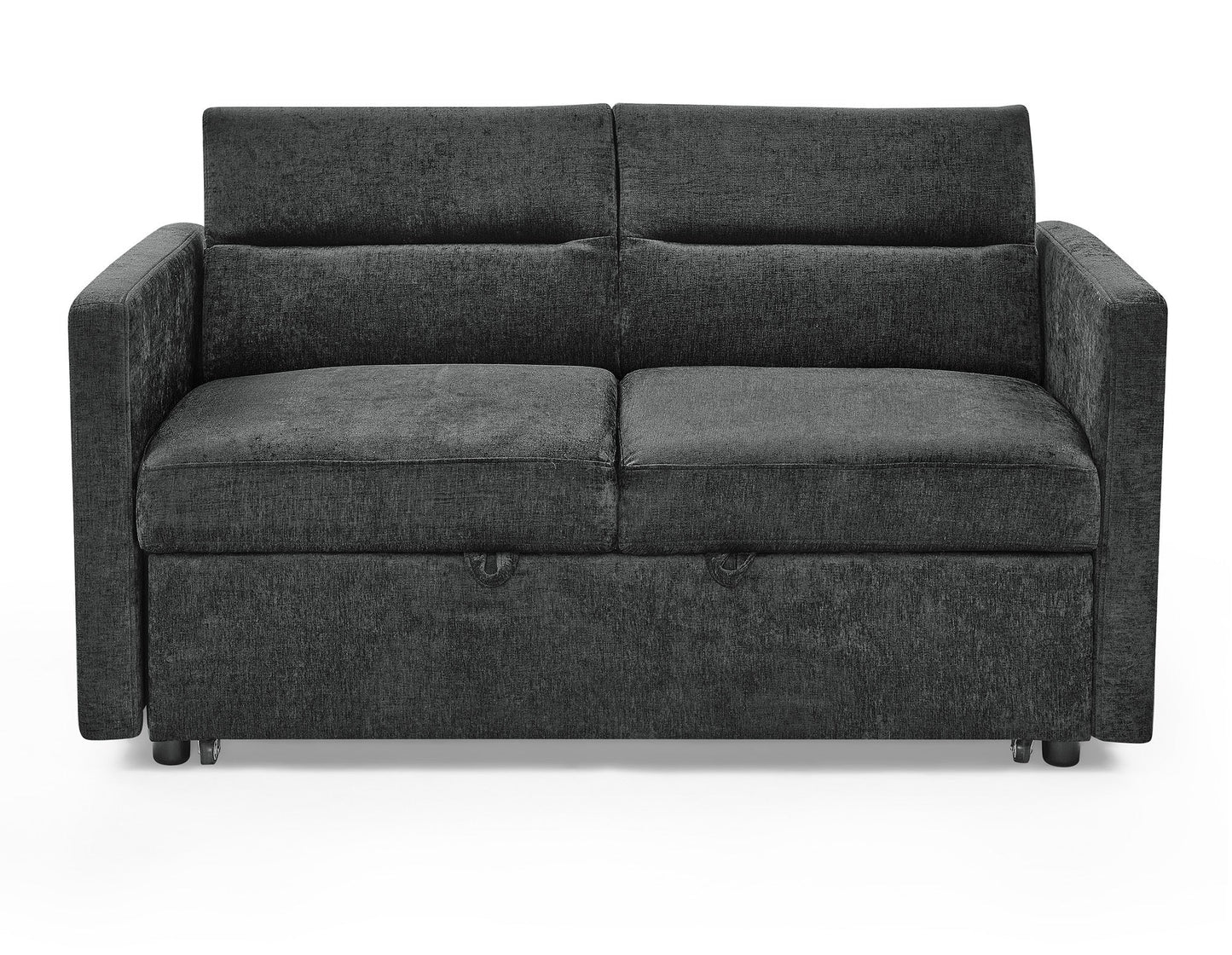 Loveseats Sofa Bed With Pull-Out Bed,Adjsutable Back and Two Arm Pocket,Black (54.5"x33"x31.5")