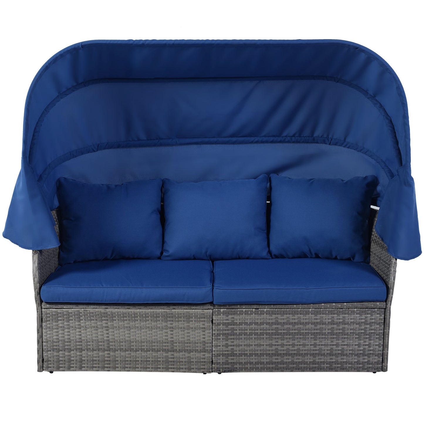Outdoor Patio Furniture Set Daybed Sunbed With Retractable Canopy Conversation Set Wicker Furniture