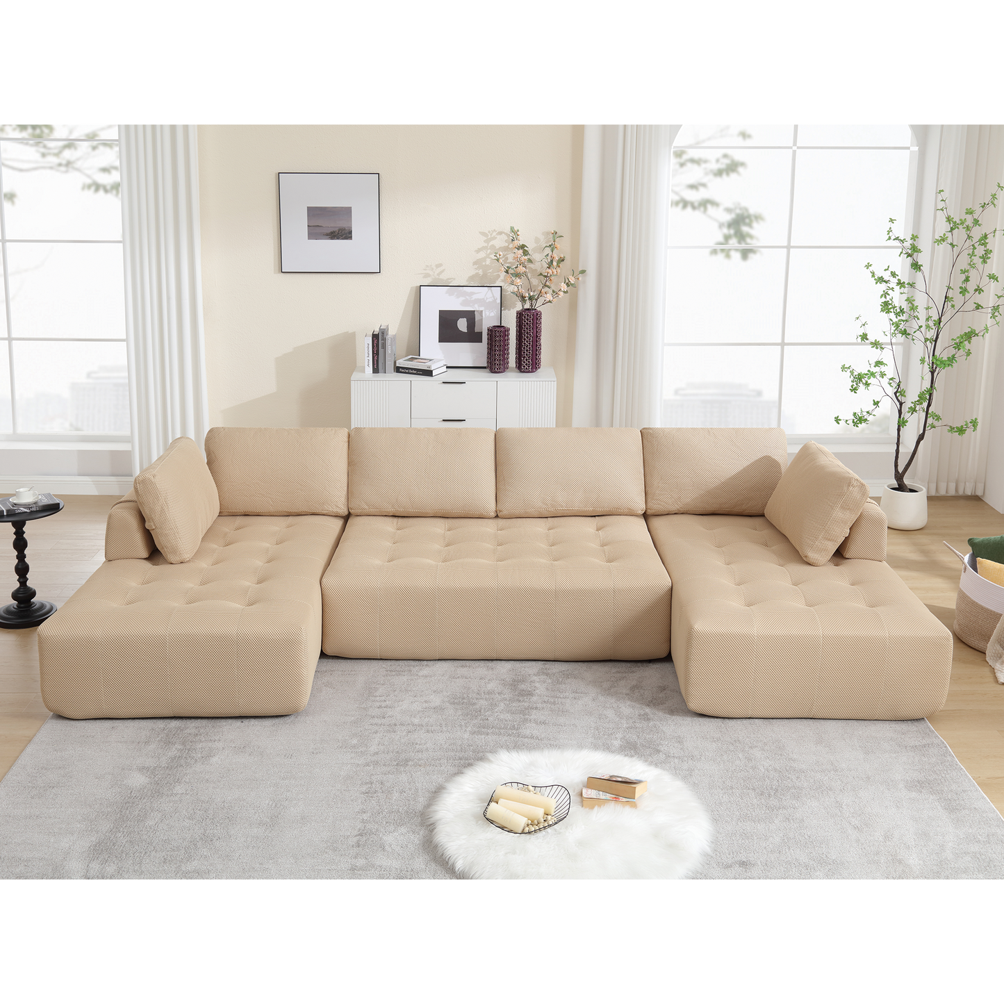 138.5 "Modular Combination Sofa, U-Shaped Sofa, Living Room, Apartment, Upholstered ,6-Seat Sofa, Free Combination Sofa