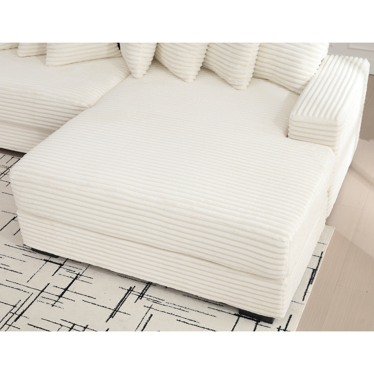 Oversized Two-Piece  Couches,  L Shaped Sofa, Corduroy, Right Chaise Daybed,with Armrests,Eight Throw Pillows,Corner Sofa