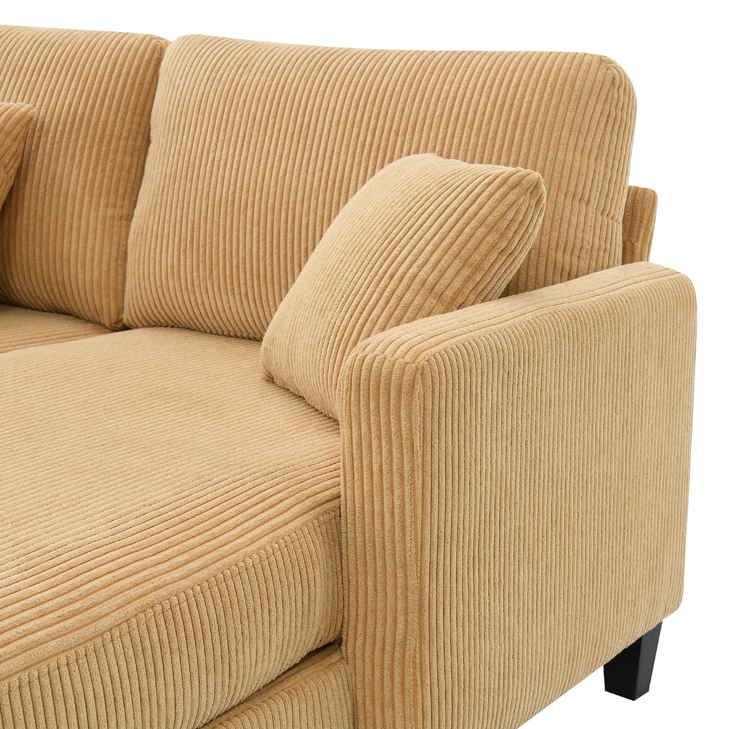 87*61"Modern L-Shaped Corduroy Sofa With Reversible Chaise,4-Seat Upholstered Sectional Indoor Furniture,Convertible