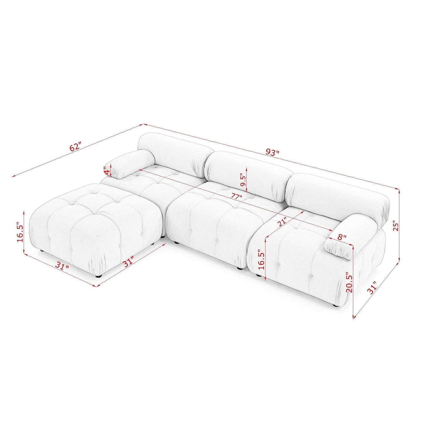 Modular Sectional Sofa, Button Tufted Designed and DIY Combination