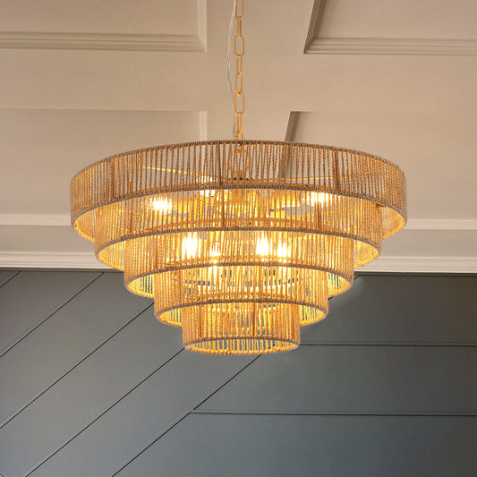 Bohemian Style Woven Pendant Light 23.6 Inch Rattan Ligh Large Rattan Pendant Light