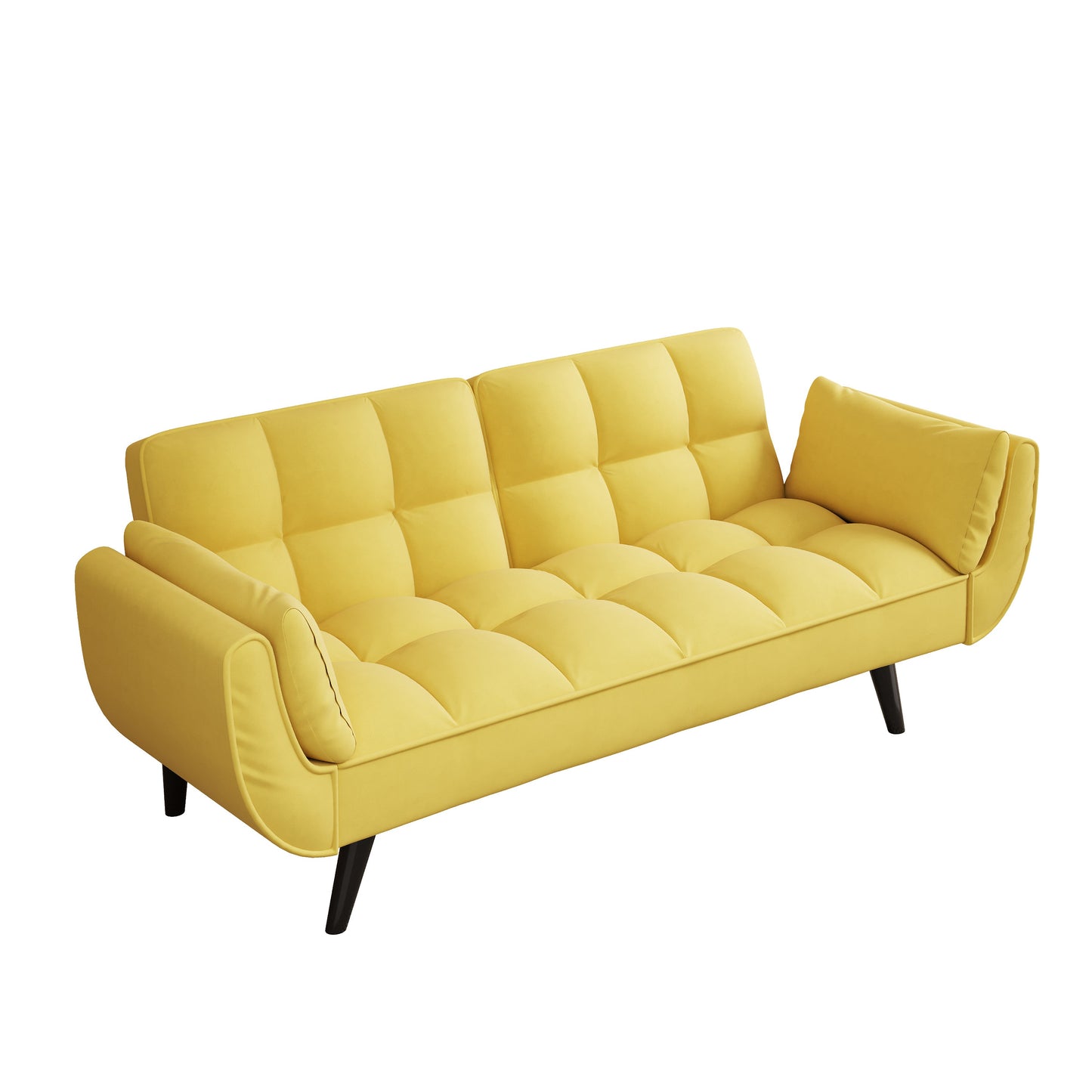 57 Inch Yellow Sofa Soft Two Armrests Throw Pillow Pillow Comfortable Fit Apartment Bedroom Small Space