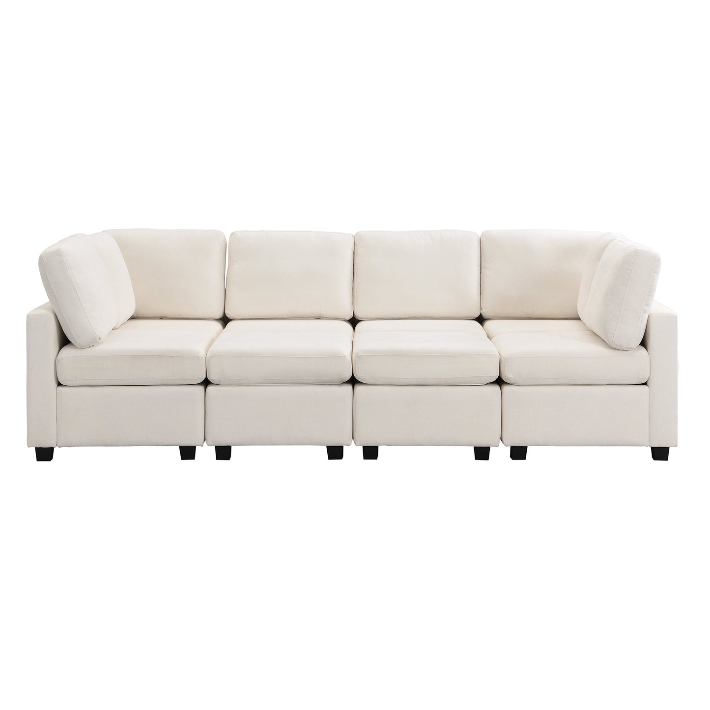 103" Sectional Sofa Couch Sofa Bed U-Shaped Sofa With Two Movable Ottoman and Three USB Ports for Living Room, Beige