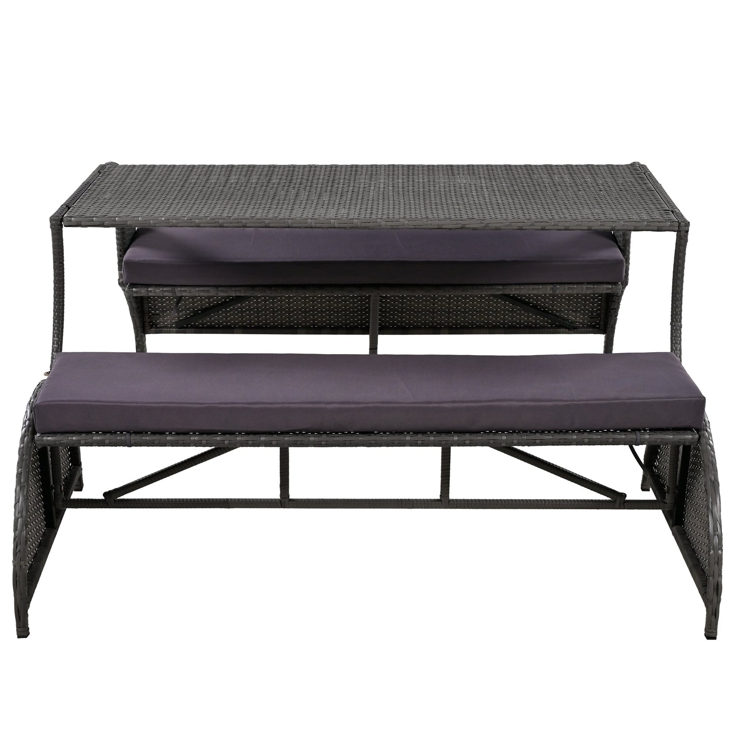 Outdoor Loveseat and Convertible to Four Seats and a Table,Suitable for Gardens and Lawns