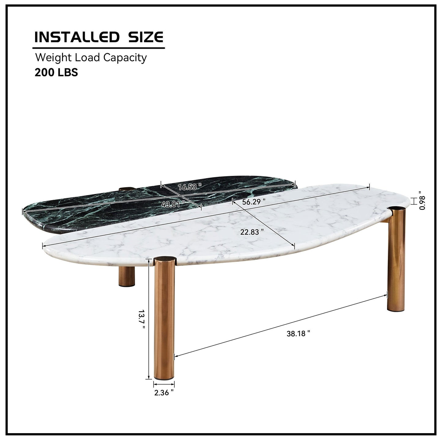 Faux Marble Coffee Tables Accent Tea Tables With Gold Metal Foot for Living Room Home Office