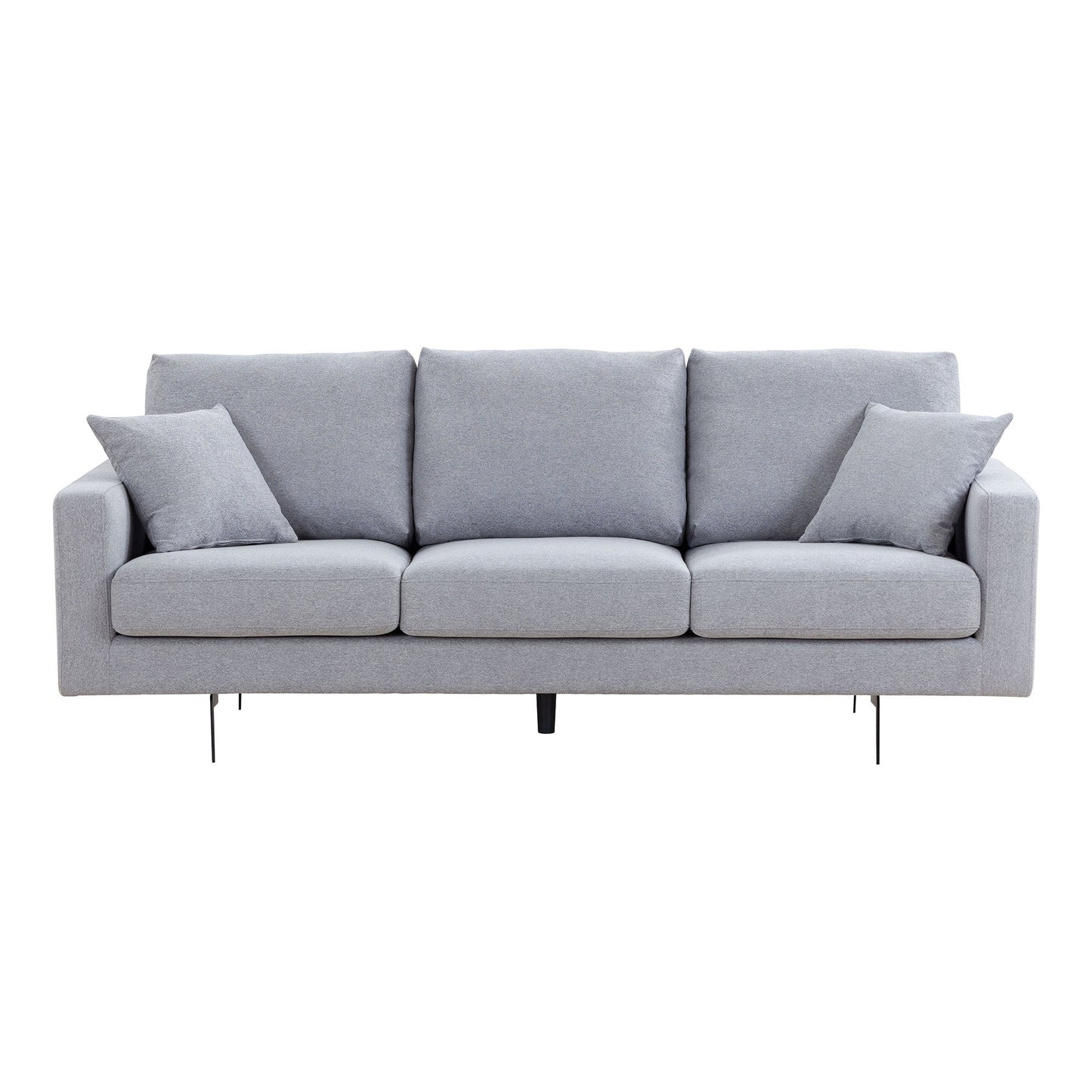 Modern Three Seat Sofa Couch With 2 Pillows, Light Grey Perfect for Every Occasion