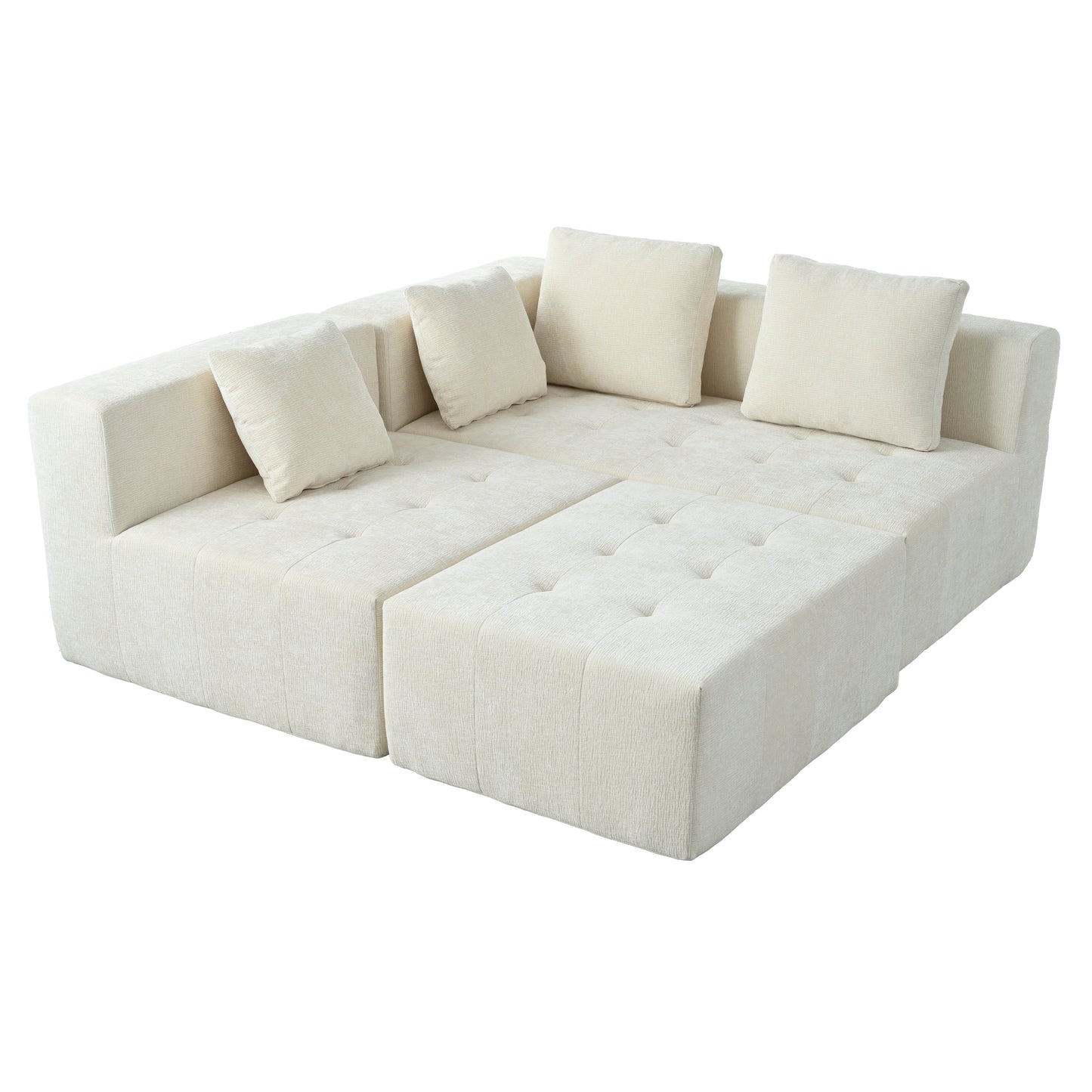 Modern Large Removable Modular Sofa, 3-Piece Set With Free Combination, Includes 4 Cushions, Ideal for Living Room, Bedroom