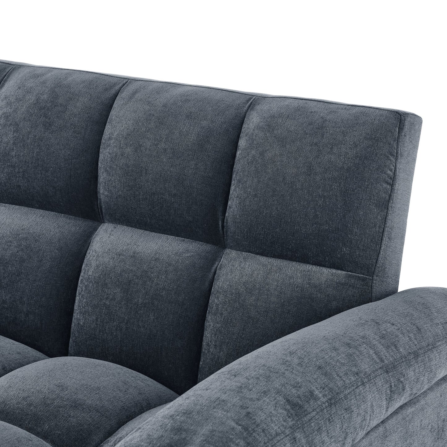 Loveseats Sofa Bed With Pull-Out Bed,Adjsutable Back,Blue+ Grey