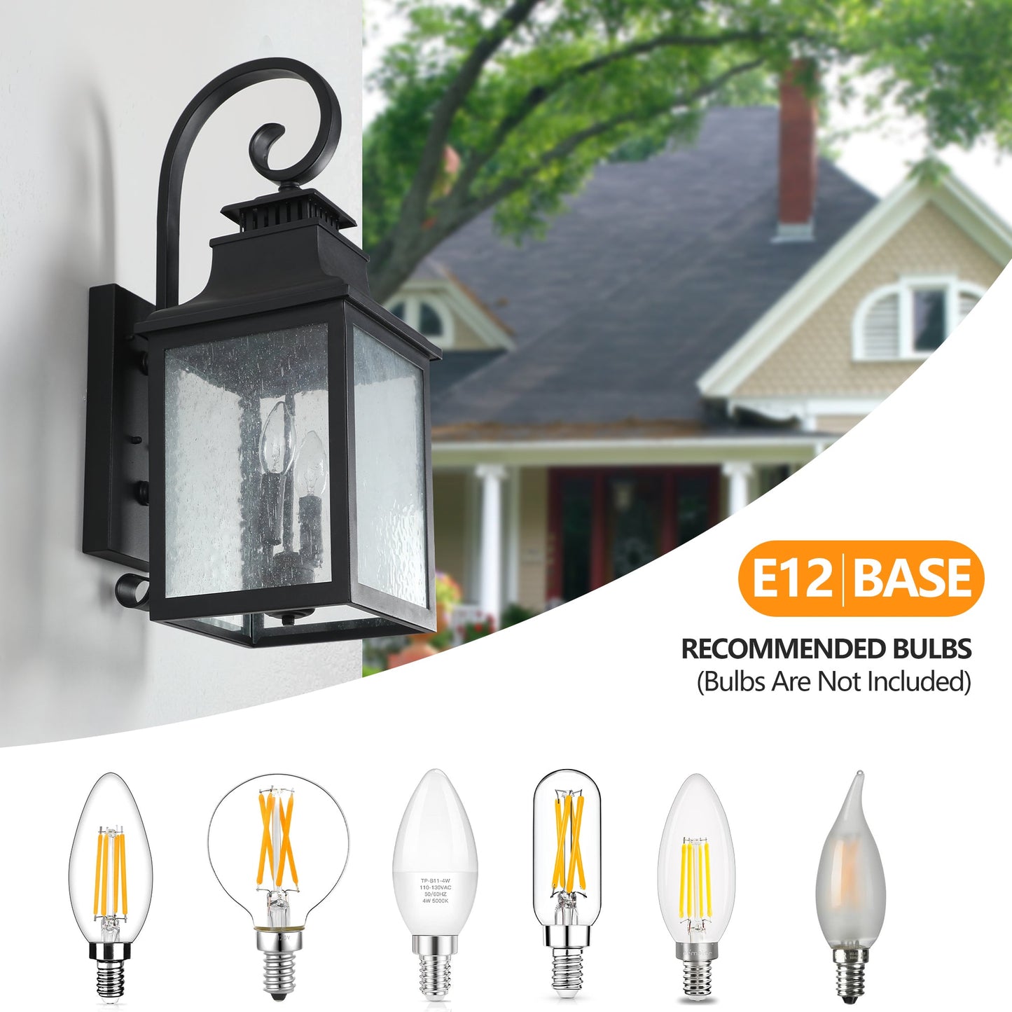 Large Outdoor Wall Lamps With Glass Supports Multiple Types of Light Bulbs 1 Pack