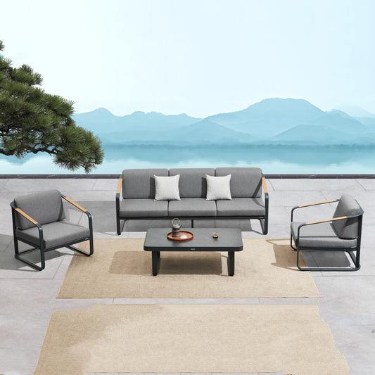 ALLER 5-Seater Outdoor Seating Group With Stone Top Coffee Table