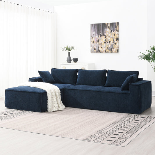 111.5*72"Minimalist Style Modular Sectional Sofa,Wrinkle-Resistant Chenille Couch Set,L-Shaped Sleeper Sofa Bed