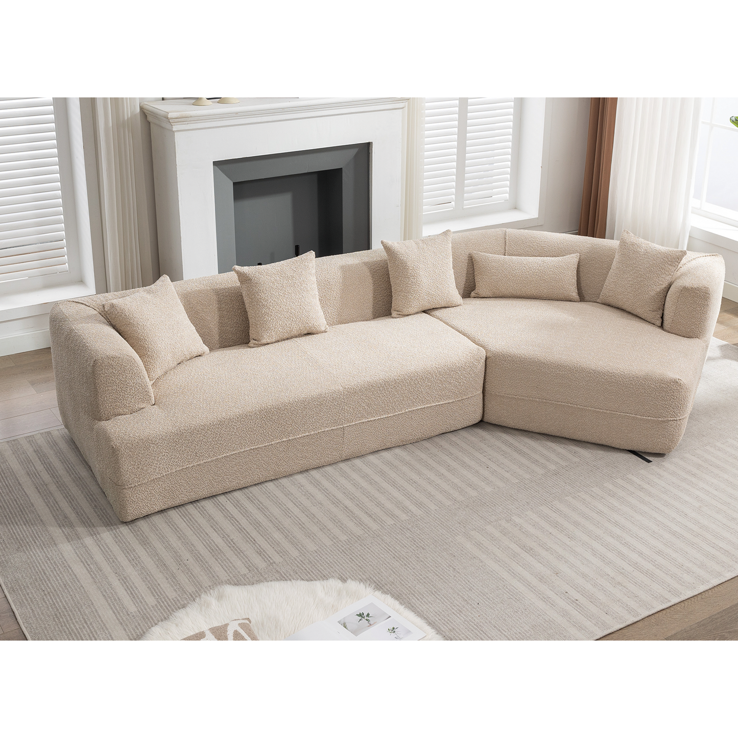 Modular Sofa , Modern Minimalist Style Sofa,  Upholstered ,  Free Combination, Round Fiber Fabric, Anti-Wrinkle Fabric