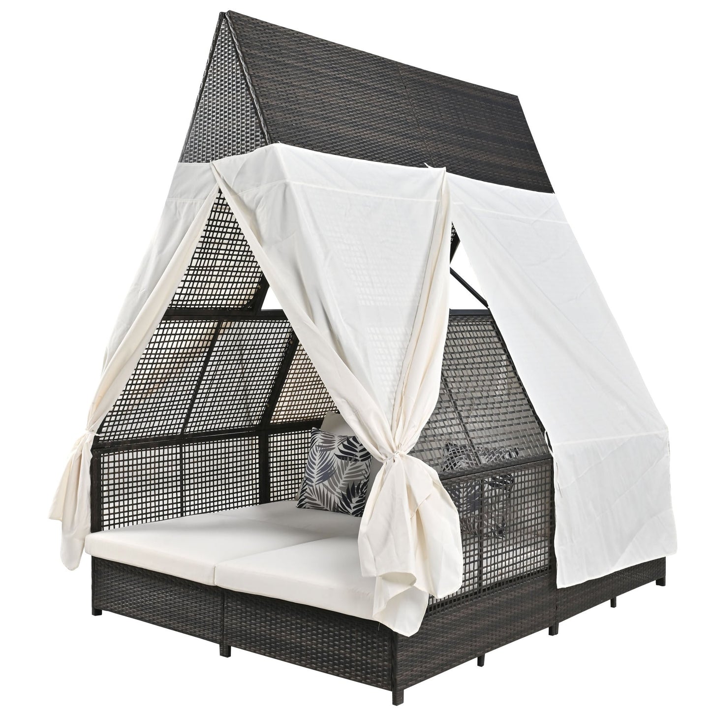 Outdoor Daybed Patio Lounge Bed With Adjustable Backrest Outdoor