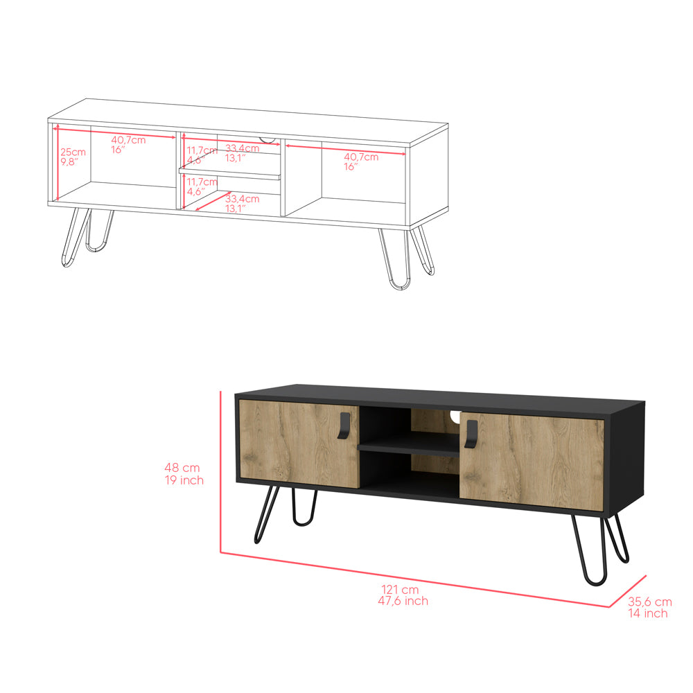 Tv Stand B Magness, Living Room, Black / Macadamia