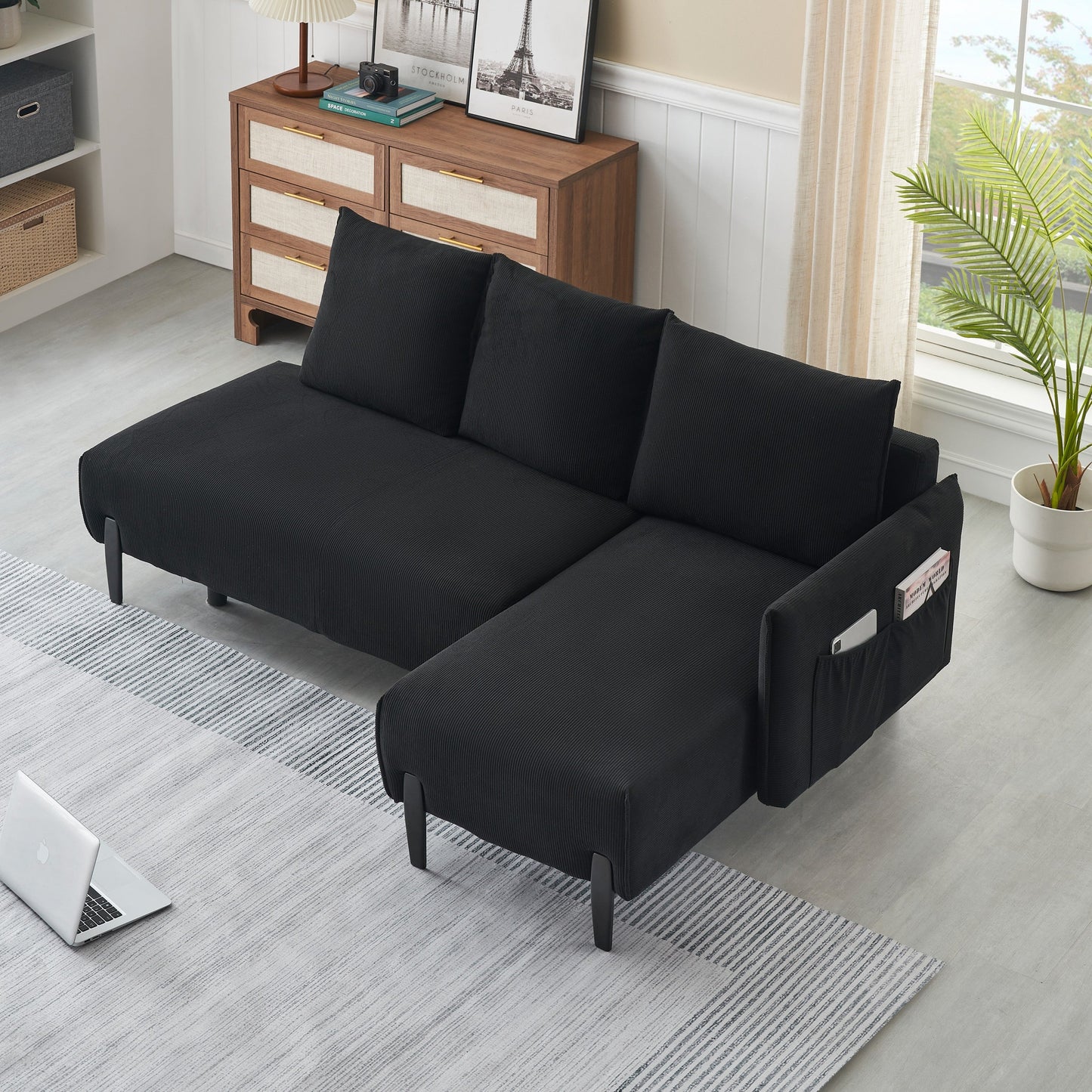 79.50 Inches Long, Velvet Sofa Fabric, With Three Matching Pillows and Spacious and Comfortable Seats