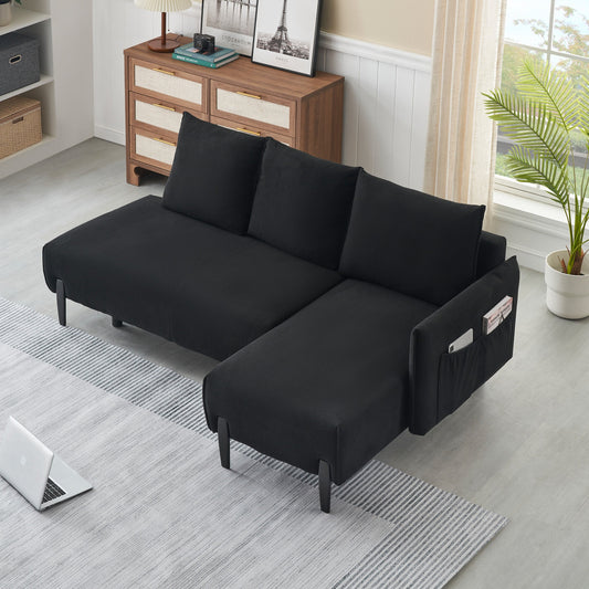 79.50 Inches Long, Velvet Sofa Fabric, With Three Matching Pillows and Spacious and Comfortable Seats
