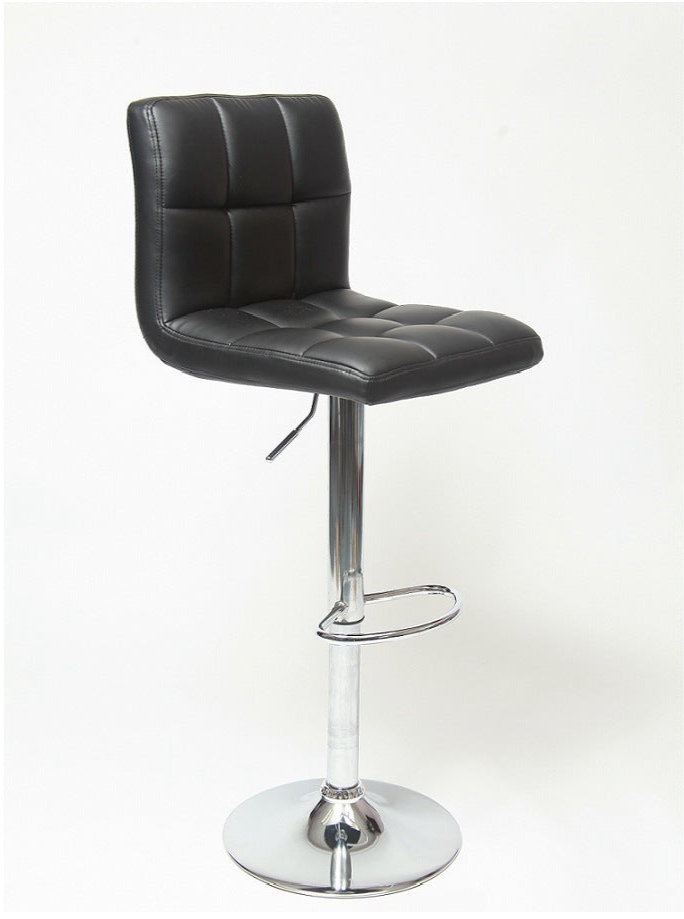 Swivel Faux Leather Adjustable Hydraulic Bar Stool, Set of 2, Black