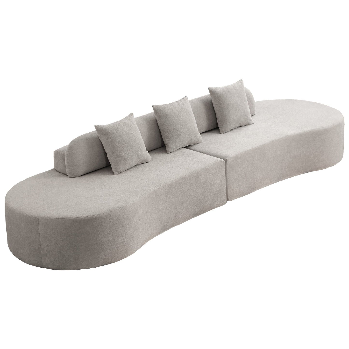 Modern Curved Combination Sofa, Terrycloth Fabric Sofa, Minimalist Sofa in Living Room, Apartment, No Assembly Required