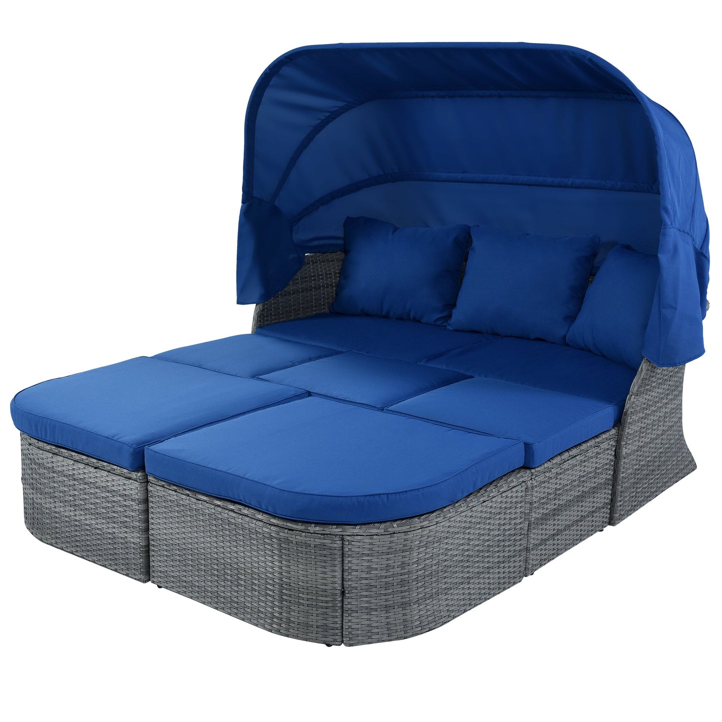 Outdoor Patio Furniture Set Daybed Sunbed With Retractable Canopy Conversation Set Wicker Furniture