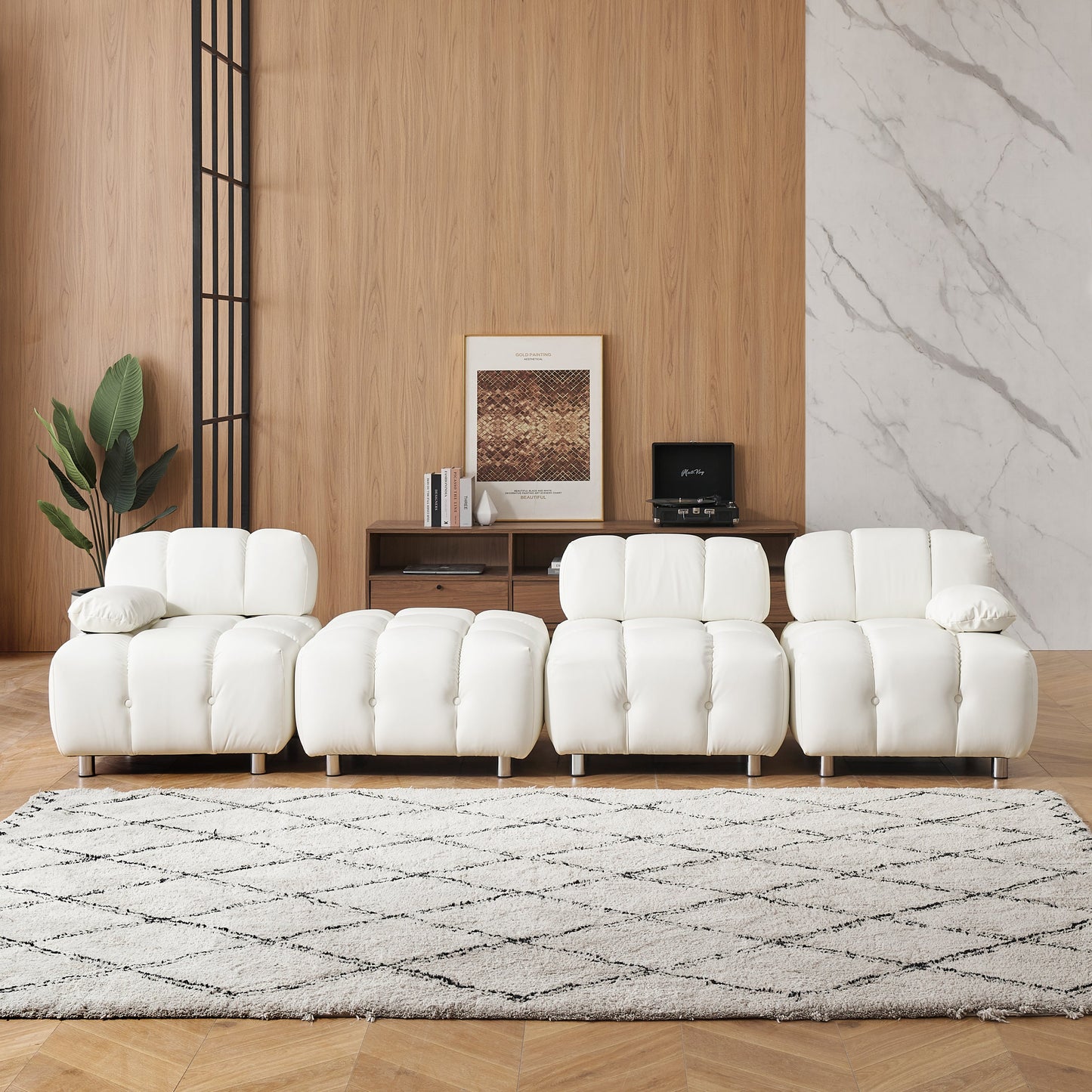 A 90.60-Inch Technology Cloth Beige Sofa, Waterproof, Stain and Cat Scratch Resistant, Can Comfortably Sit