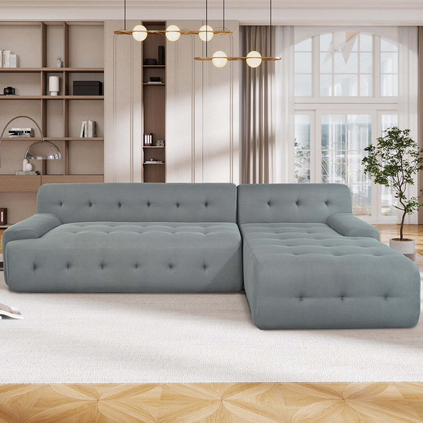 Modern Large L-Shaped Modular Sofa, Minimalist Style, 2-Piece Set With Free Combinations, Suitable for Living Rooms