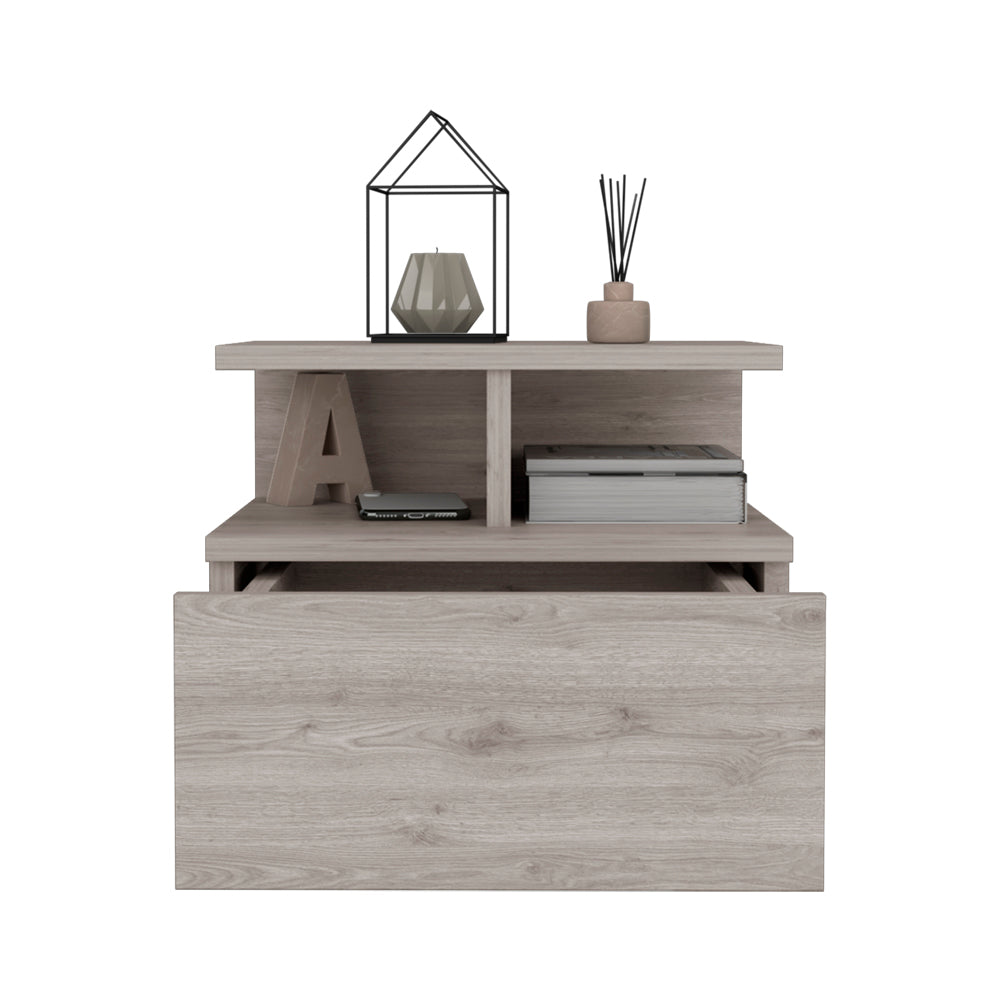 Nightstand Floating Flopini with 1-Drawer and Shelves -Light Gray