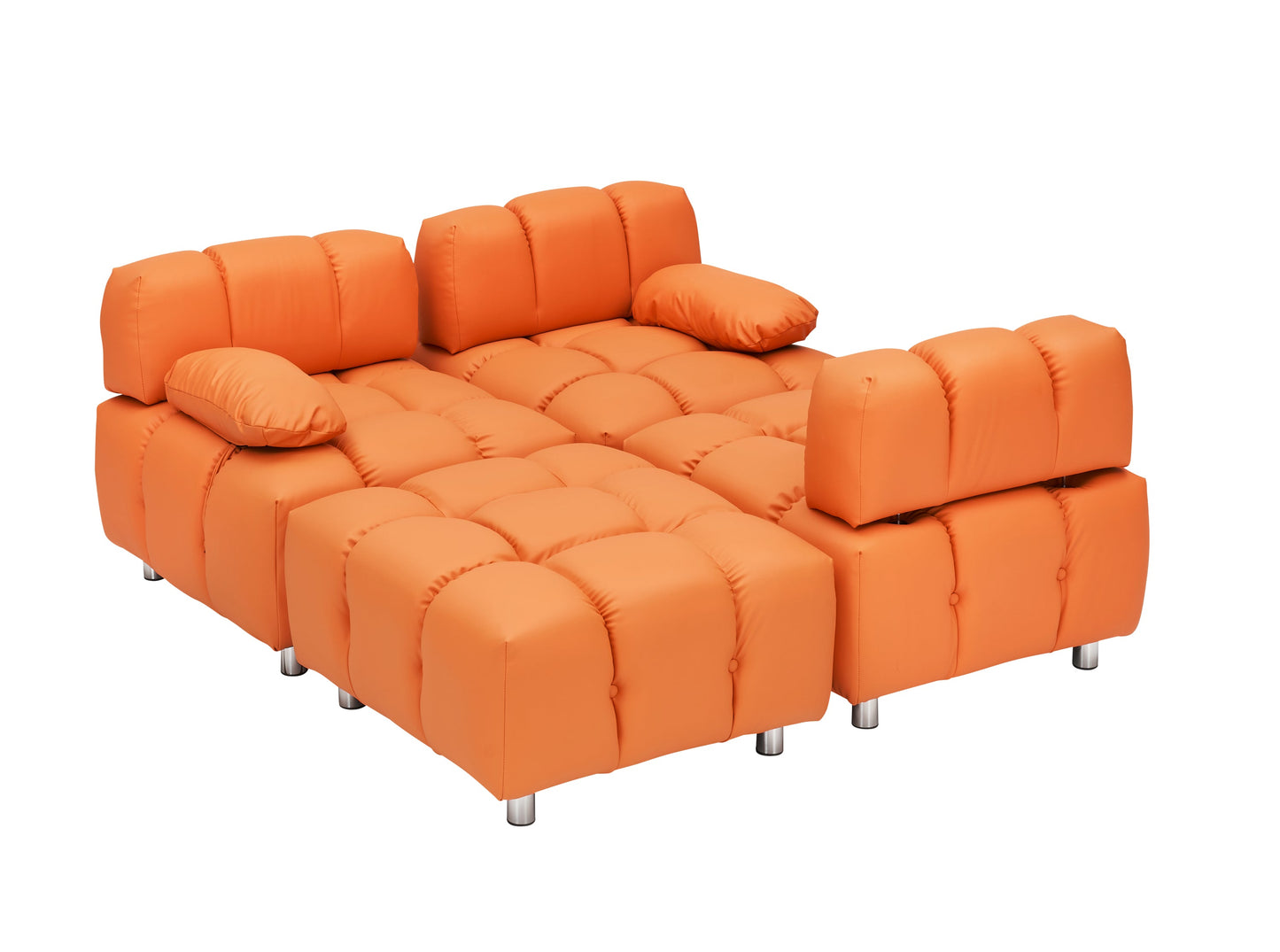 A 90.60-Inch Technology Cloth Orange Sofa, Waterproof, Stain and Cat Scratch Resistant, Can Comfortably Sit