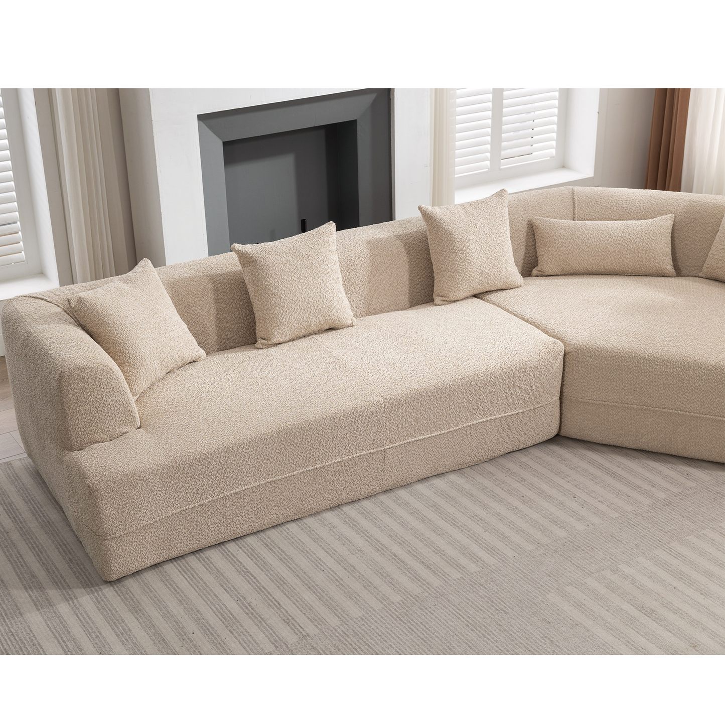 Modular Sofa , Modern Minimalist Style Sofa,  Upholstered ,  Free Combination, Round Fiber Fabric, Anti-Wrinkle Fabric